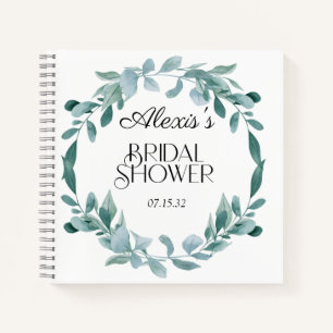 Eucalyptus Greenery Frame Green Blue Bridal Shower Notebook
