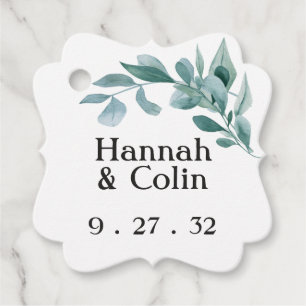 Eucalyptus Greenery Frame Green Blue White Fancy Favour Tags