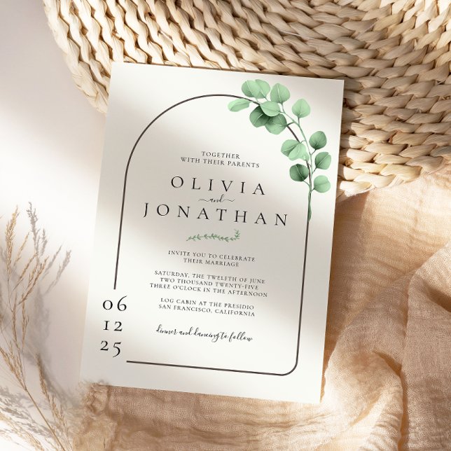 Eucalyptus Greenery Frame Minimalist Wedding Invitation (Creator Uploaded)