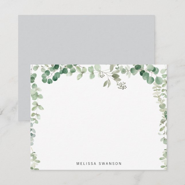 eucalyptus greenery frame note card (Front/Back)