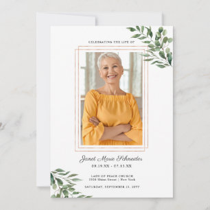 Eucalyptus Greenery Funeral Memorial Program Invitation