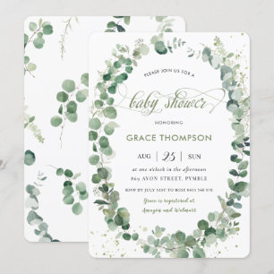 Eucalyptus Greenery Gender Neutral Baby Shower Invitation