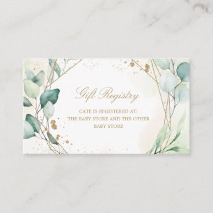 Eucalyptus Greenery Geometric Baby Shower Registry Enclosure Card