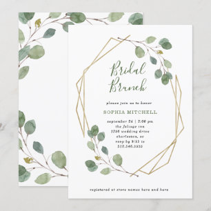 Eucalyptus Greenery   Geometric Bridal Brunch Invitation