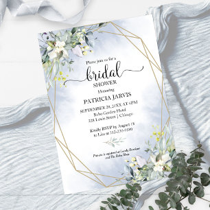 Eucalyptus Greenery Geometric Bridal Shower Invitation
