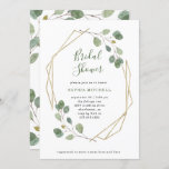 Eucalyptus Greenery | Geometric Bridal Shower Invitation<br><div class="desc">This minimalist and trendy bridal shower invitation features simple and romantic watercolor eucalyptus leaves and foliage on a faux gold geometric centre frame.</div>