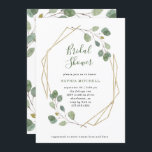 Eucalyptus Greenery | Geometric Bridal Shower Invitation<br><div class="desc">This minimalist and trendy bridal shower invitation features simple and romantic watercolor eucalyptus leaves and foliage on a faux gold geometric centre frame.</div>