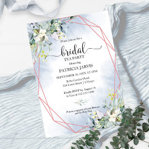 Eucalyptus Greenery Geometric Bridal Tea Party In Invitation