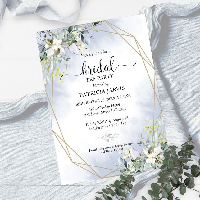  Eucalyptus Greenery Geometric Bridal Tea Party Invitation (Creator Uploaded)