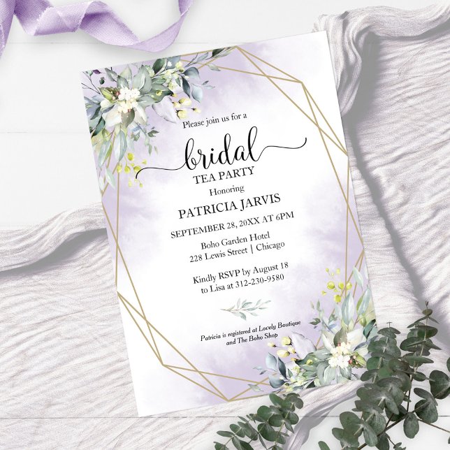  Eucalyptus Greenery Geometric Bridal Tea Party Invitation (Creator Uploaded)