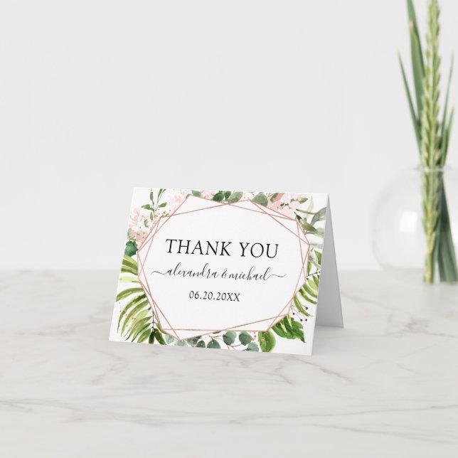 Eucalyptus Greenery Geometric Elegant Thank You (Front)