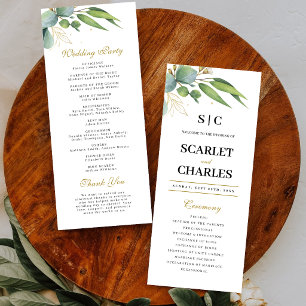 Eucalyptus Greenery Geometric Floral Wedding Programme