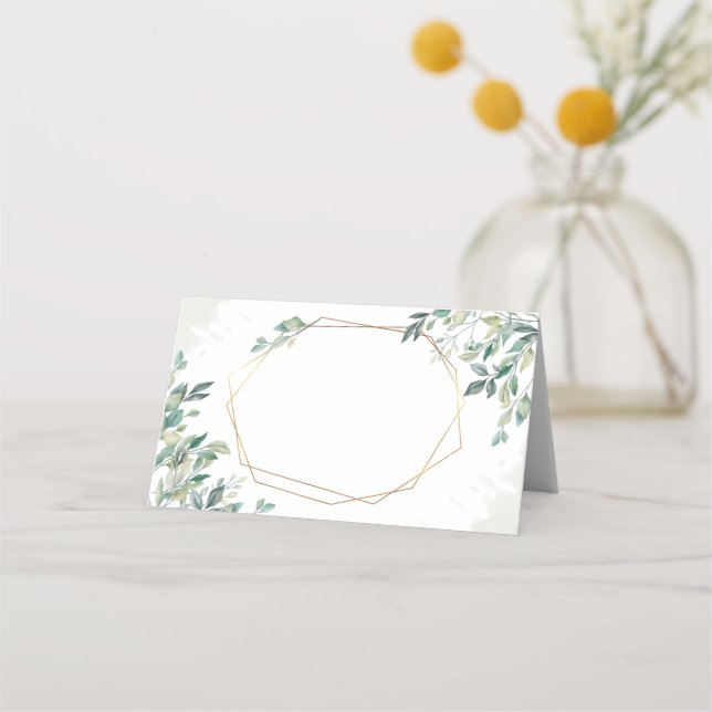 Eucalyptus Greenery Geometric Frame Wedding  Place Card (Front)