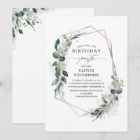 Eucalyptus Greenery Geometric Modern Birthday