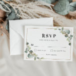 Eucalyptus greenery geometric RSVP card<br><div class="desc">A greenery theme with green eucalyptus and a geometric frame. You can personalise the features of this card</div>