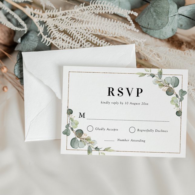 Eucalyptus greenery geometric RSVP card (Creator Uploaded)
