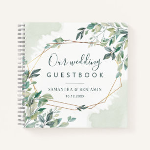 Eucalyptus Greenery Geometric Wedding Guest Book