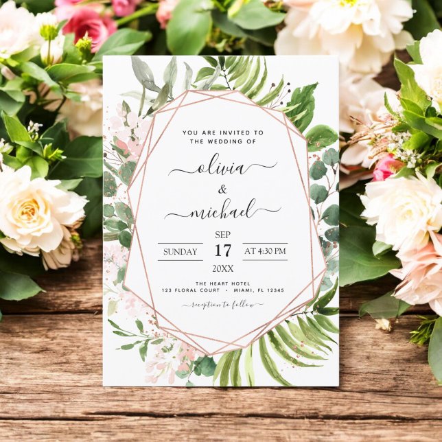 Eucalyptus Greenery Geometric Wedding  Invitation (Creator Uploaded)