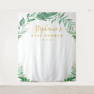 Eucalyptus Greenery Gold Baby Shower Backdrop Tapestry