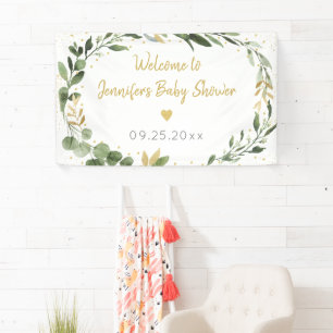 Eucalyptus Greenery Gold Baby Shower Banner