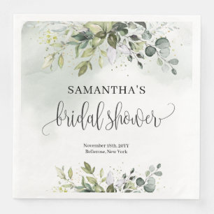 Eucalyptus greenery gold Bridal Shower napkins
