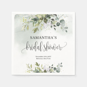 Eucalyptus greenery gold Bridal Shower napkins