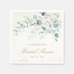 Eucalyptus Greenery Gold Elegant Bridal Shower Napkin