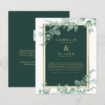 Eucalyptus Greenery Gold Emerald Wedding QR CODE I