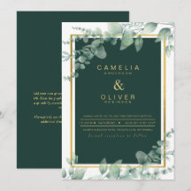 Eucalyptus Greenery Gold Emerald Wedding QR CODE