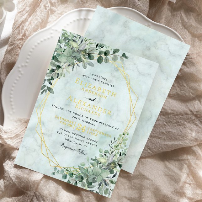 Eucalyptus Greenery Gold Foil Marble Wedding (Creator Uploaded)