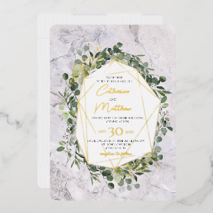 Eucalyptus Greenery Gold Frame Marble Wedding