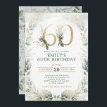 Eucalyptus Greenery Gold Garden 60th Birthday   Invitation<br><div class="desc">Elegant botanical-themed 60th birthday invitation featuring beautiful watercolor greenery in sage green and gold</div>