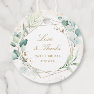 Eucalyptus Greenery Gold Geometric Bridal Shower Favour Tags