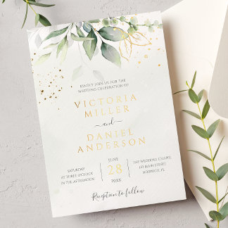 Eucalyptus Greenery Gold Leaves Botanical Wedding