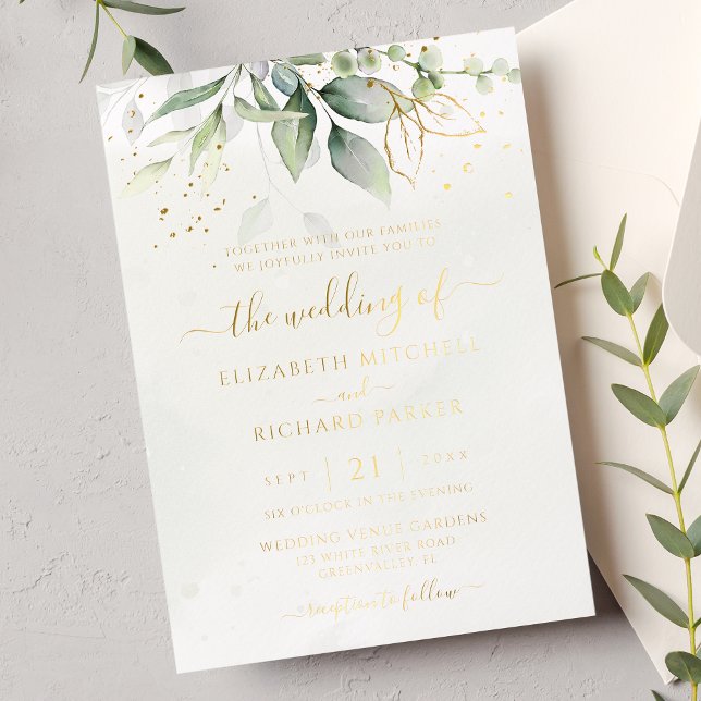 Eucalyptus Greenery Gold Leaves Botanical Wedding (Creator Uploaded)
