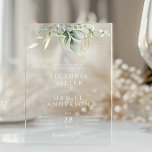Eucalyptus Greenery Gold Leaves Botanical Wedding Acrylic Invitations<br><div class="desc">Beautiful wedding invitation featuring watercolor eucalyptus and gold leaves.</div>