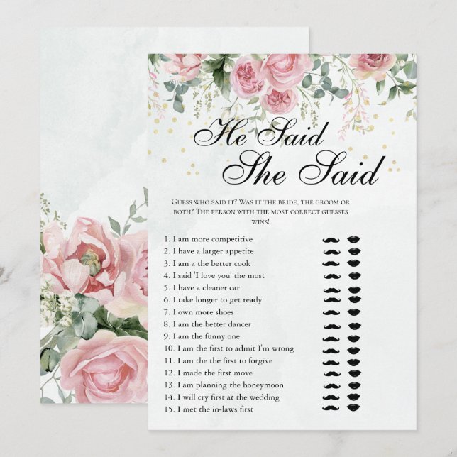 Eucalyptus Greenery Gold Leaves Bridal Shower game Invitation (Front/Back)