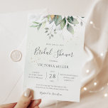 Eucalyptus Greenery Gold Leaves Bridal Shower Invitation<br><div class="desc">Beautiful bridal shower invitation featuring watercolor eucalyptus and gold leaves with modern handwritten calligraphy.</div>