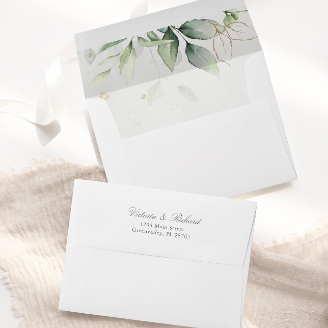 Eucalyptus Greenery Gold Leaves Elegant Envelope (Creator Uploaded)