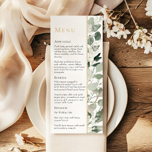 Eucalyptus Greenery Gold Modern Sage Green Wedding Menu