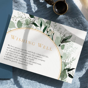 Eucalyptus Greenery Gold Sage Wedding Wishing Well Enclosure Card