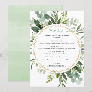 Eucalyptus greenery gold simple elegant menu