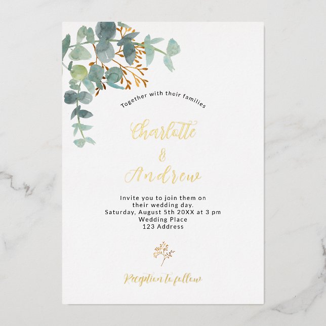 Eucalyptus greenery gold wedding (Front)