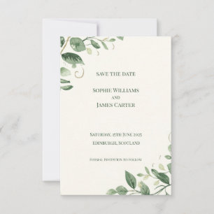 Eucalyptus Greenery Gold Wedding Save The Date Car