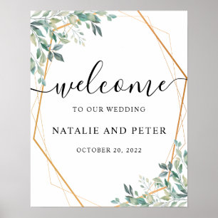 Eucalyptus Greenery Gold Wedding Welcome Sign