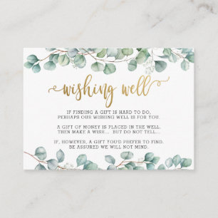 Eucalyptus Greenery Gold Wedding Wishing Well Enclosure Card