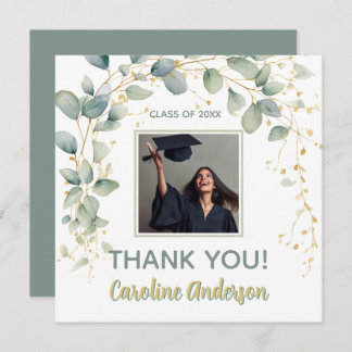 Eucalyptus Greenery Graduation Party Thank You Card