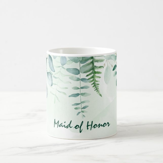 Eucalyptus greenery green maid honour wedding coffee mug (Center)