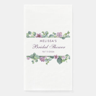 Eucalyptus Greenery Green Purple Bridal Shower Napkin