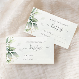 Eucalyptus Greenery Guess How Many Kisses Game Enclosure Card